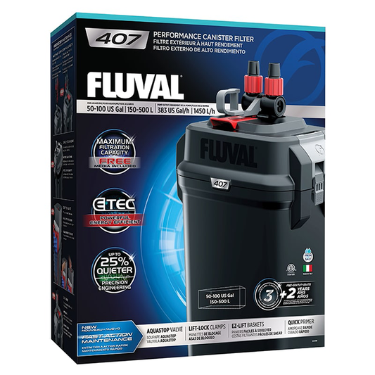 Fluval 407 Canister Filter, 50-100 US Gal / 150-500 L