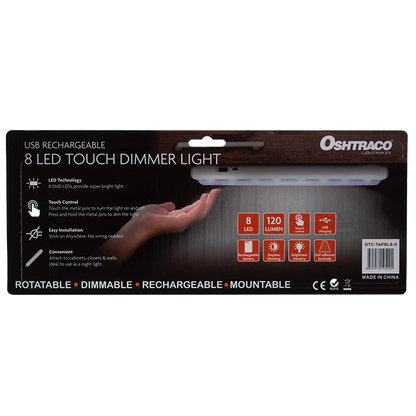 Oshtraco | 8 LED Touch Dimmer Light USB Recharge
